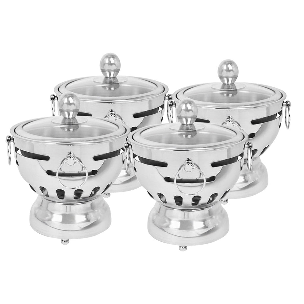 SOGA 4 Pack Mini Hot Pot Alcohol Stove Glass Lid