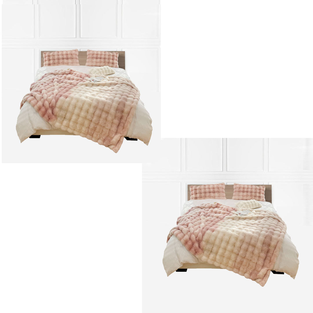 SOGA 2-Pack 200cm Light Pink Fuzzy Fur Throw Blankets