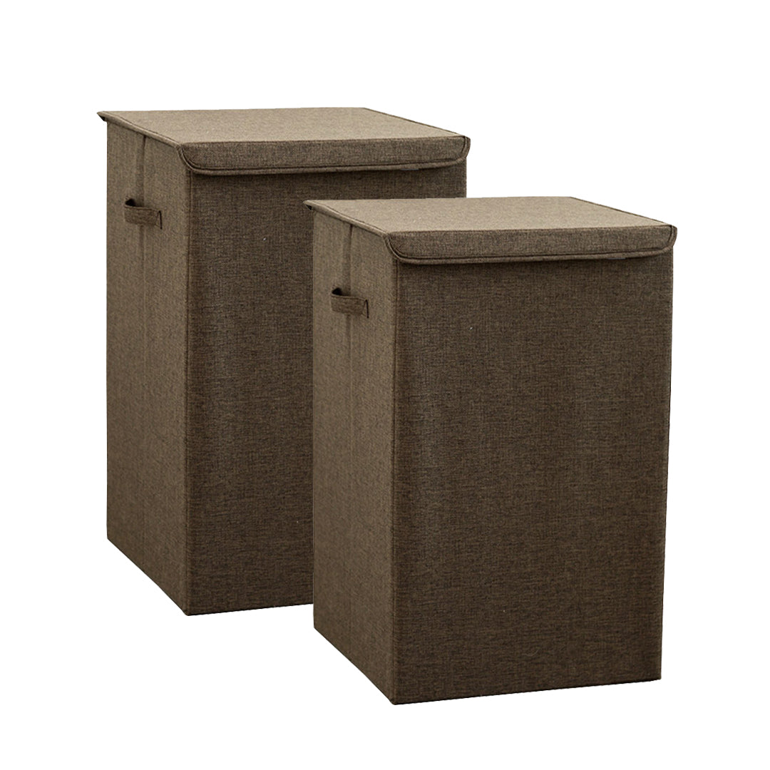 NNEAGS 2X Coffee Large Collapsible Laundry Hamper Storage Box Foldable Canvas Basket Home Organiser Decor