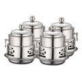 SOGA 4 Pack Mini Hot Pot Alcohol Stove Stainless Steel with Lid