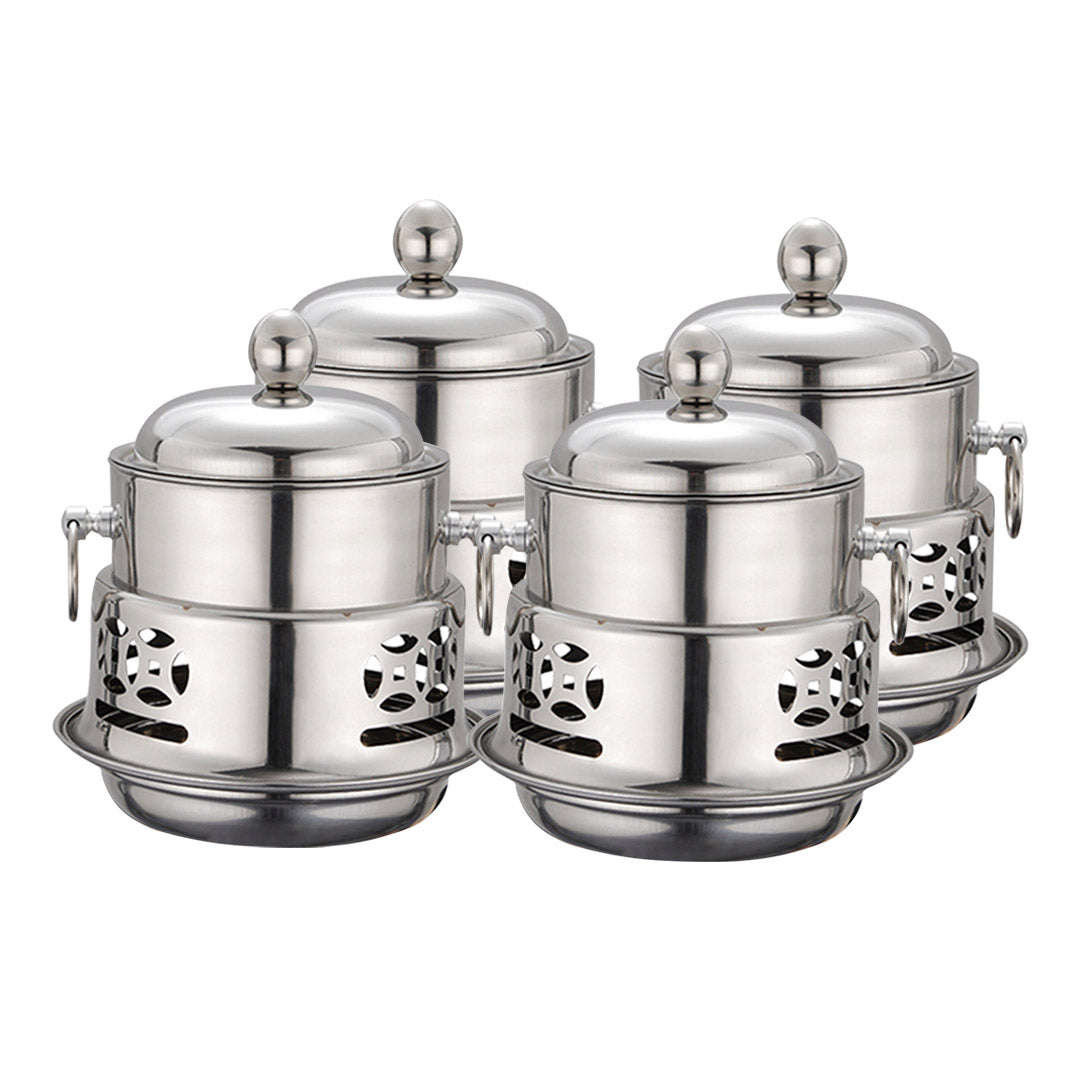 SOGA 4 Pack Mini Hot Pot Alcohol Stove Stainless Steel with Lid