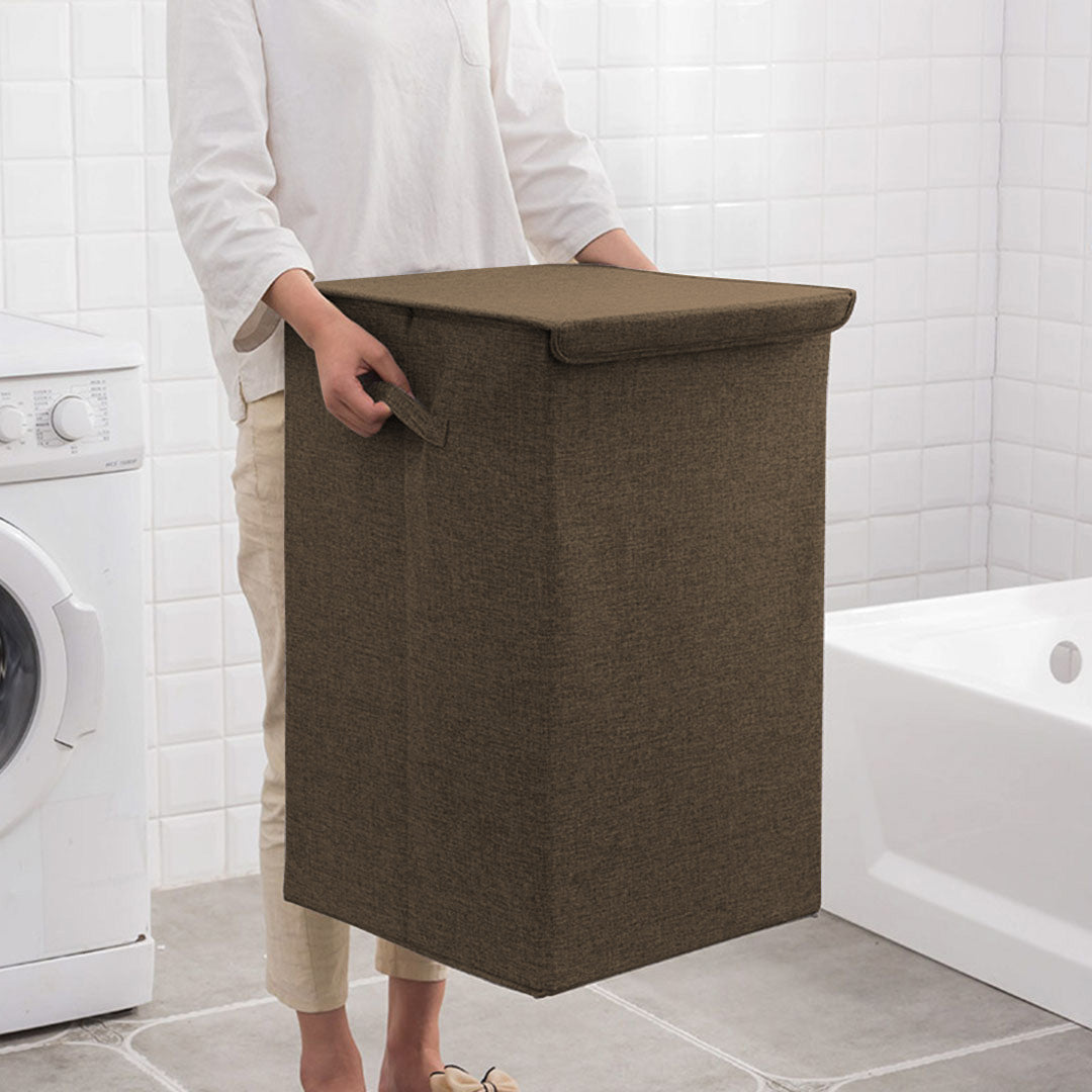 NNEAGS Coffee Medium Collapsible Laundry Hamper Storage Box Foldable Canvas Basket Home Organiser Decor