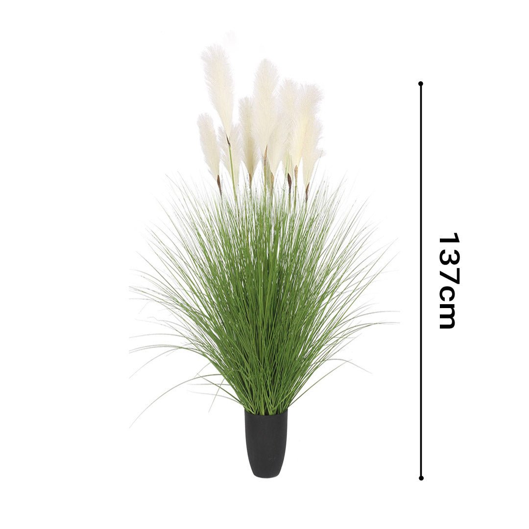 NNEAGS 137cm Green Artificial Indoor Potted Bulrush Grass Tree Fake Plant Simulation Decorative