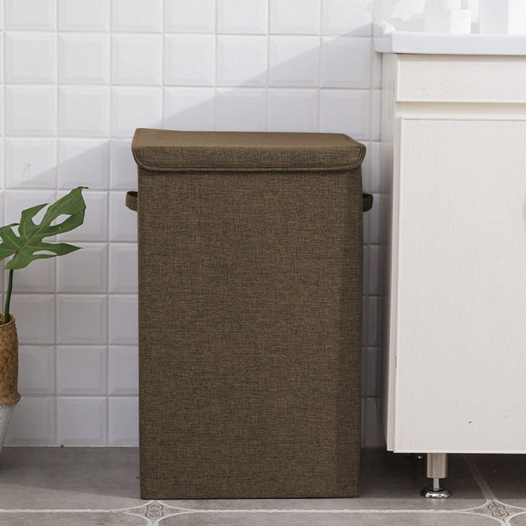 NNEAGS 2X Coffee Large Collapsible Laundry Hamper Storage Box Foldable Canvas Basket Home Organiser Decor