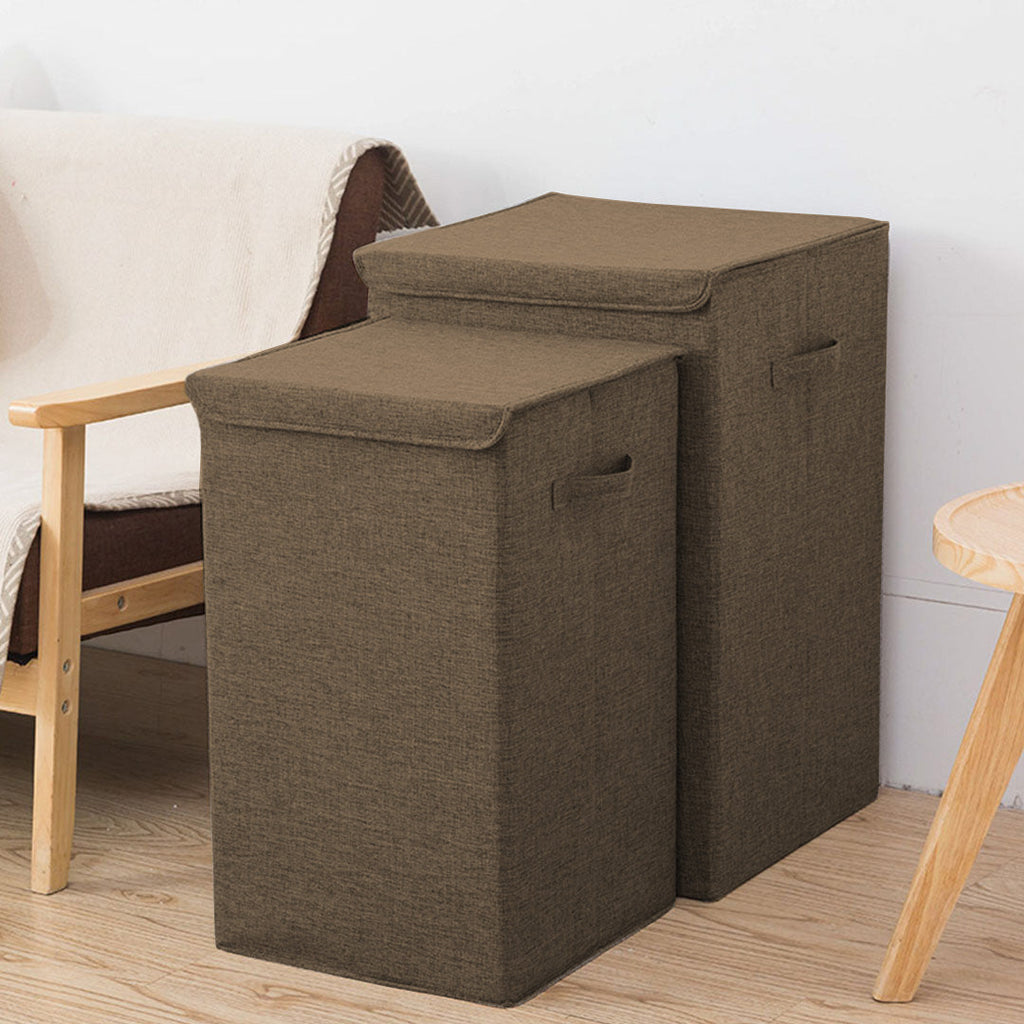 NNEAGS Coffee Medium Collapsible Laundry Hamper Storage Box Foldable Canvas Basket Home Organiser Decor