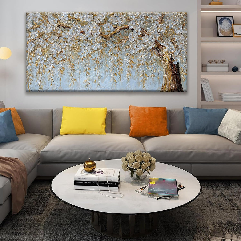 Luxurious Ivory Textured Canvas Wall Art 29x58Inches