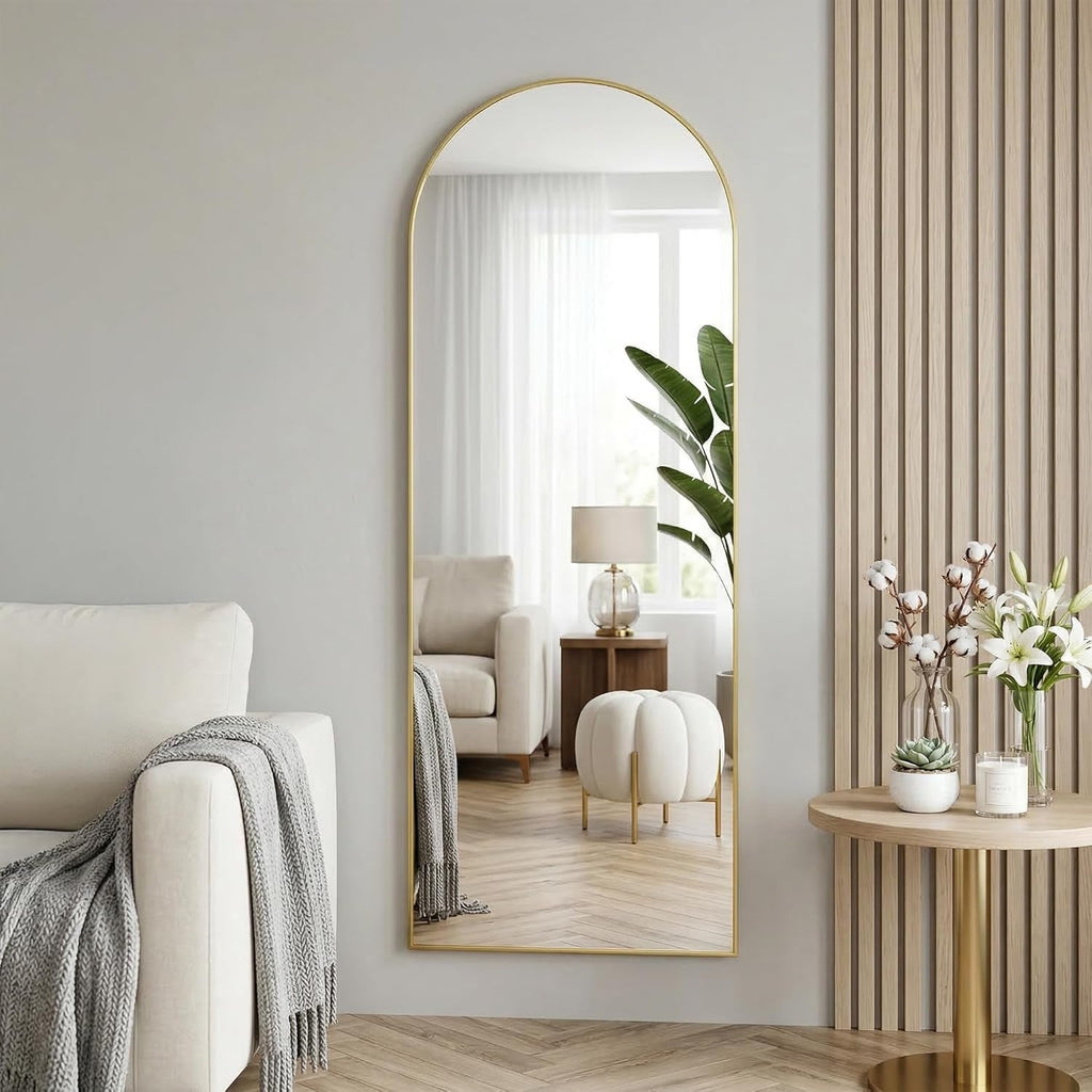 58x20 Arched Full Length Mirror Gold Metal Frame For Door Or Wall