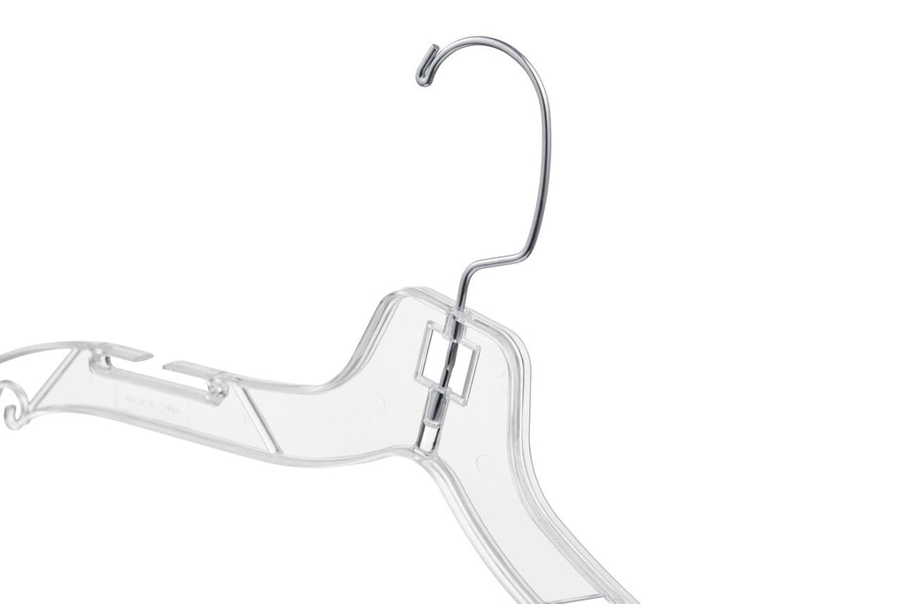 Clear Plastic Hangers with 360° Hook & Notches - 100 Pack
