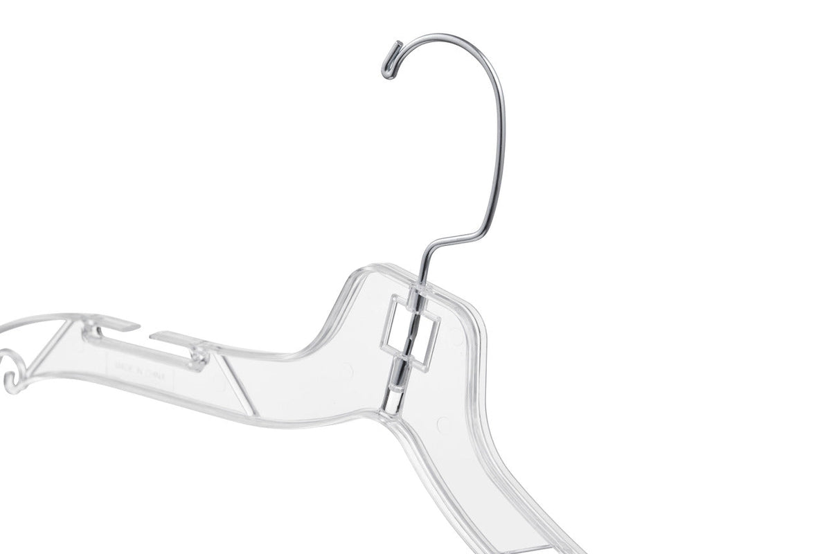 Clear Plastic Hangers with 360° Hook & Notches - 100 Pack