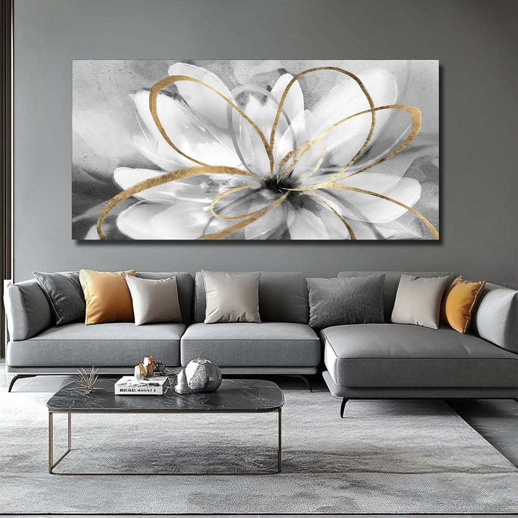 Luxurious Canvas Wall Art White Flower 30X60Inches