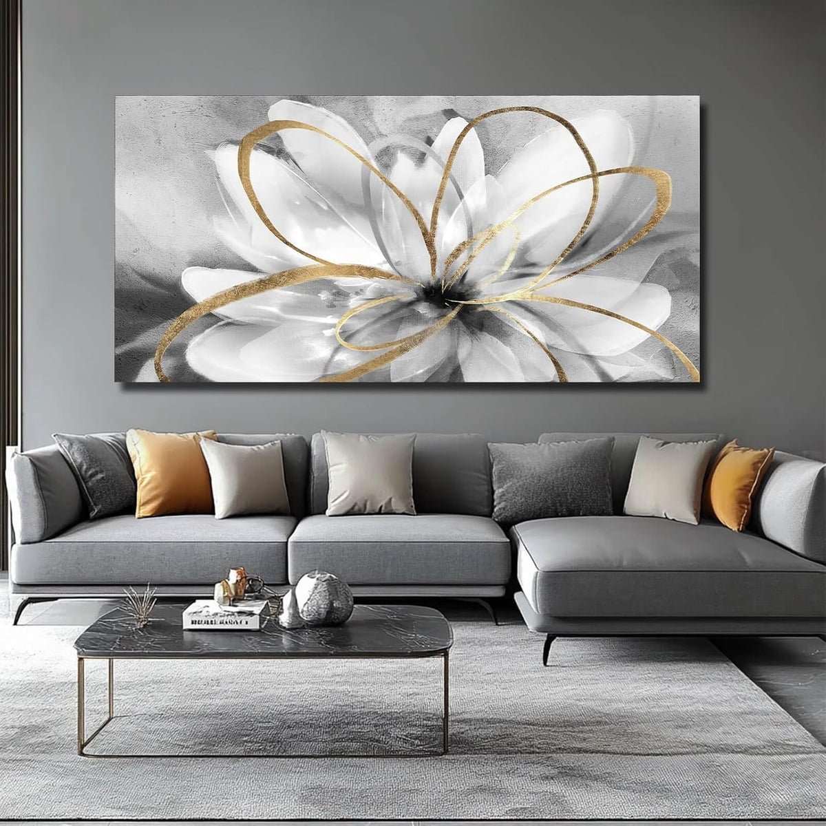 Luxurious Canvas Wall Art White Flower 30X60Inches