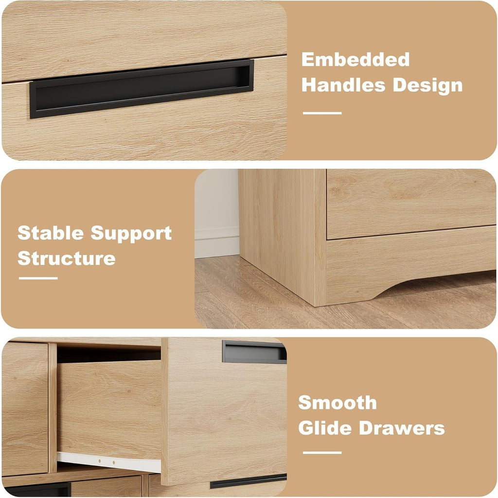 Natural Contemporary Wood Dresser With Embedded Handles