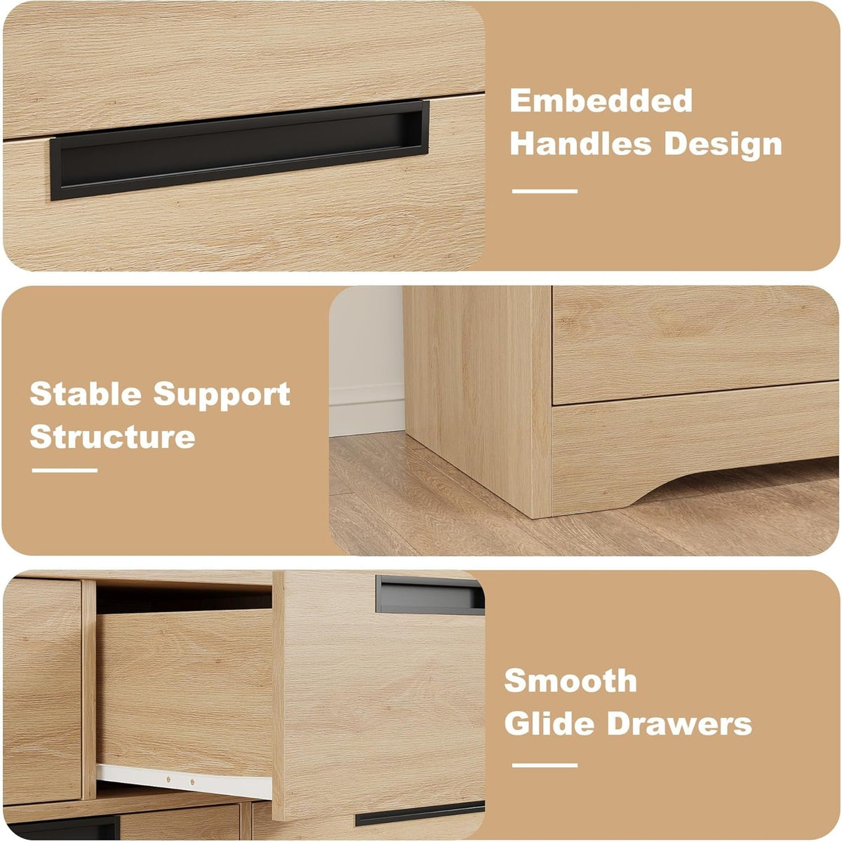 Natural Contemporary Wood Dresser With Embedded Handles