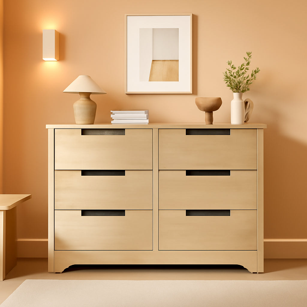 Natural Contemporary Wood Dresser With Embedded Handles