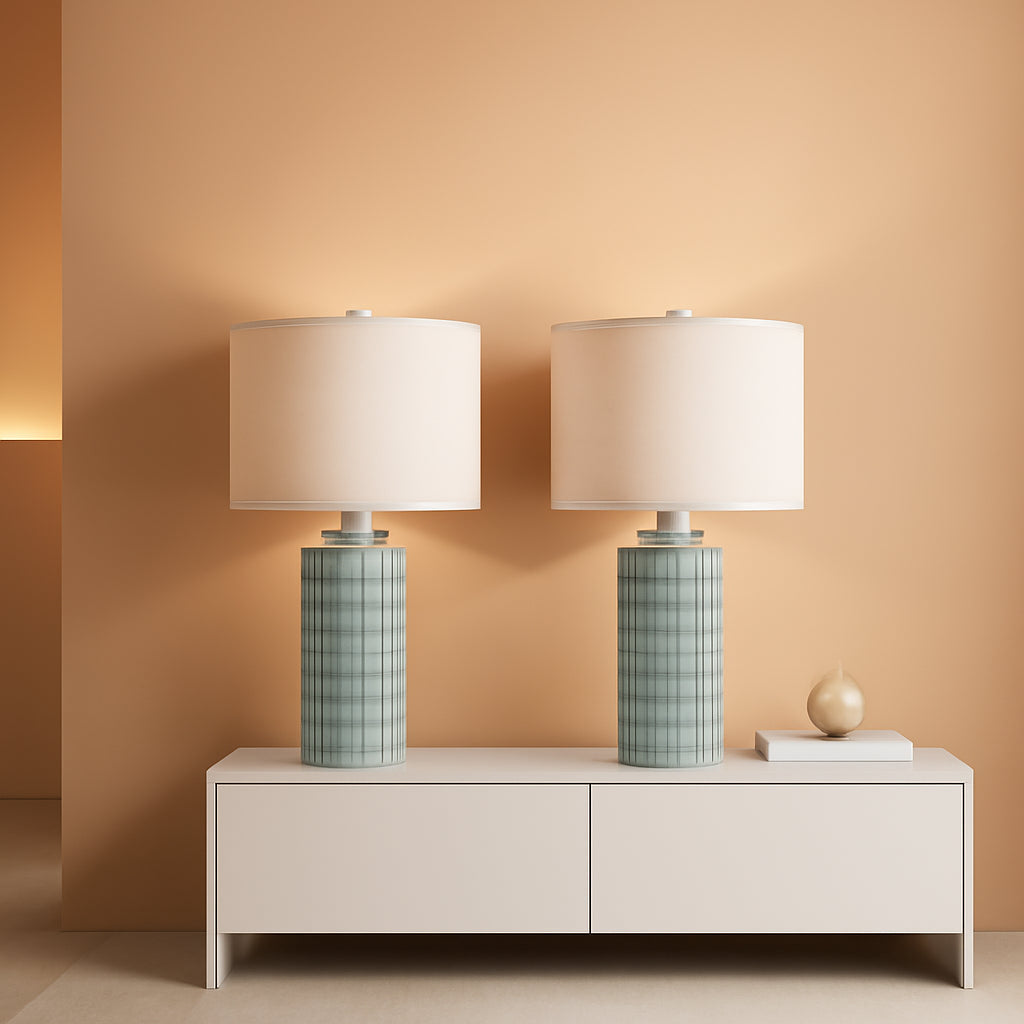 23 Inch Contemporary Ceramic Table Lamps Bedroom Pair