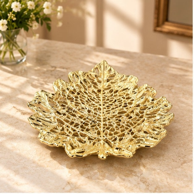 Skeleton Leaf Decorative Metal Tray
