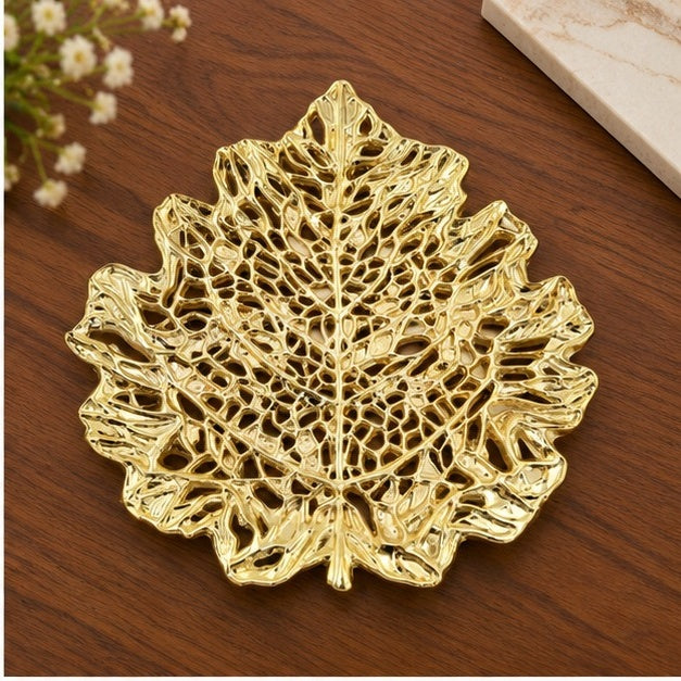 Skeleton Leaf Decorative Metal Tray