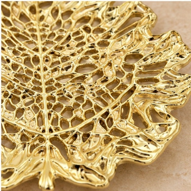 Skeleton Leaf Decorative Metal Tray
