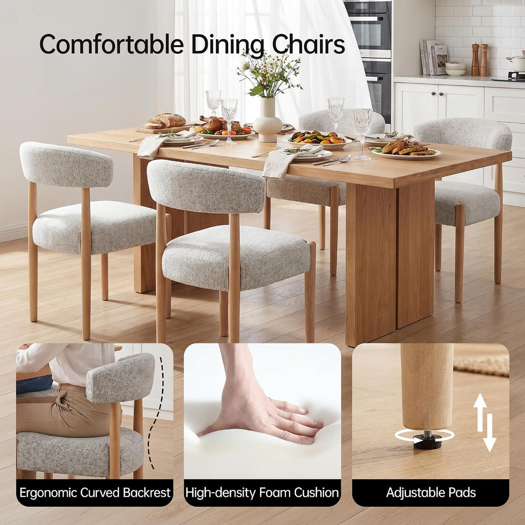Upholstered Dining Chairs Set Four Rubberwood Legs