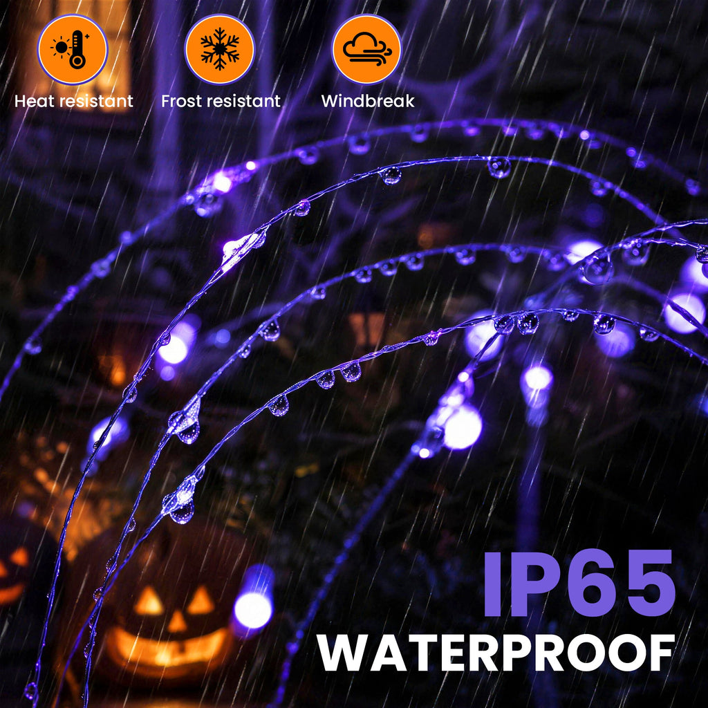 GIGALUMI Solar Firework Lights Outdoor, Halloween Decor, Purple
