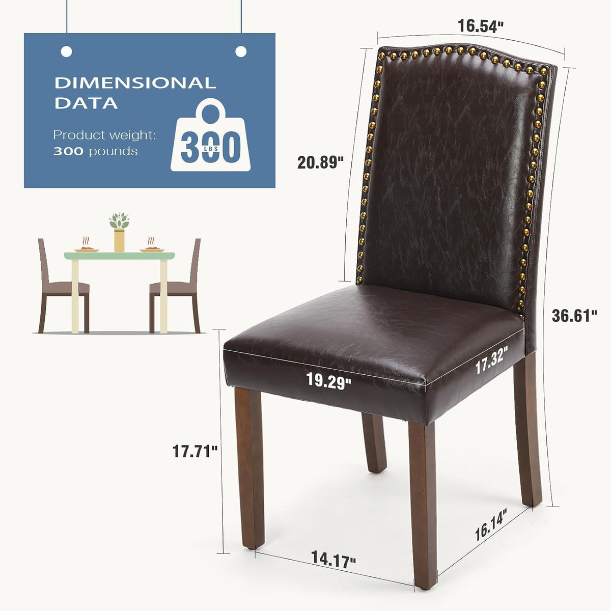 Brown PU Leather Upholstered Kitchen Dining Chairs