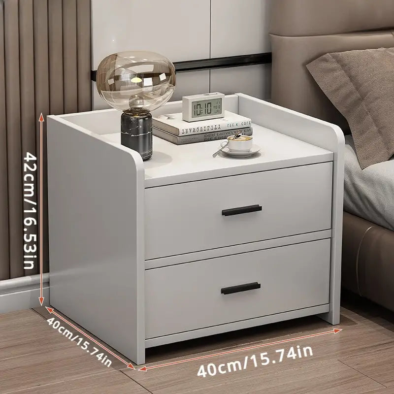 Compact Space-Saving Bedside Table - White