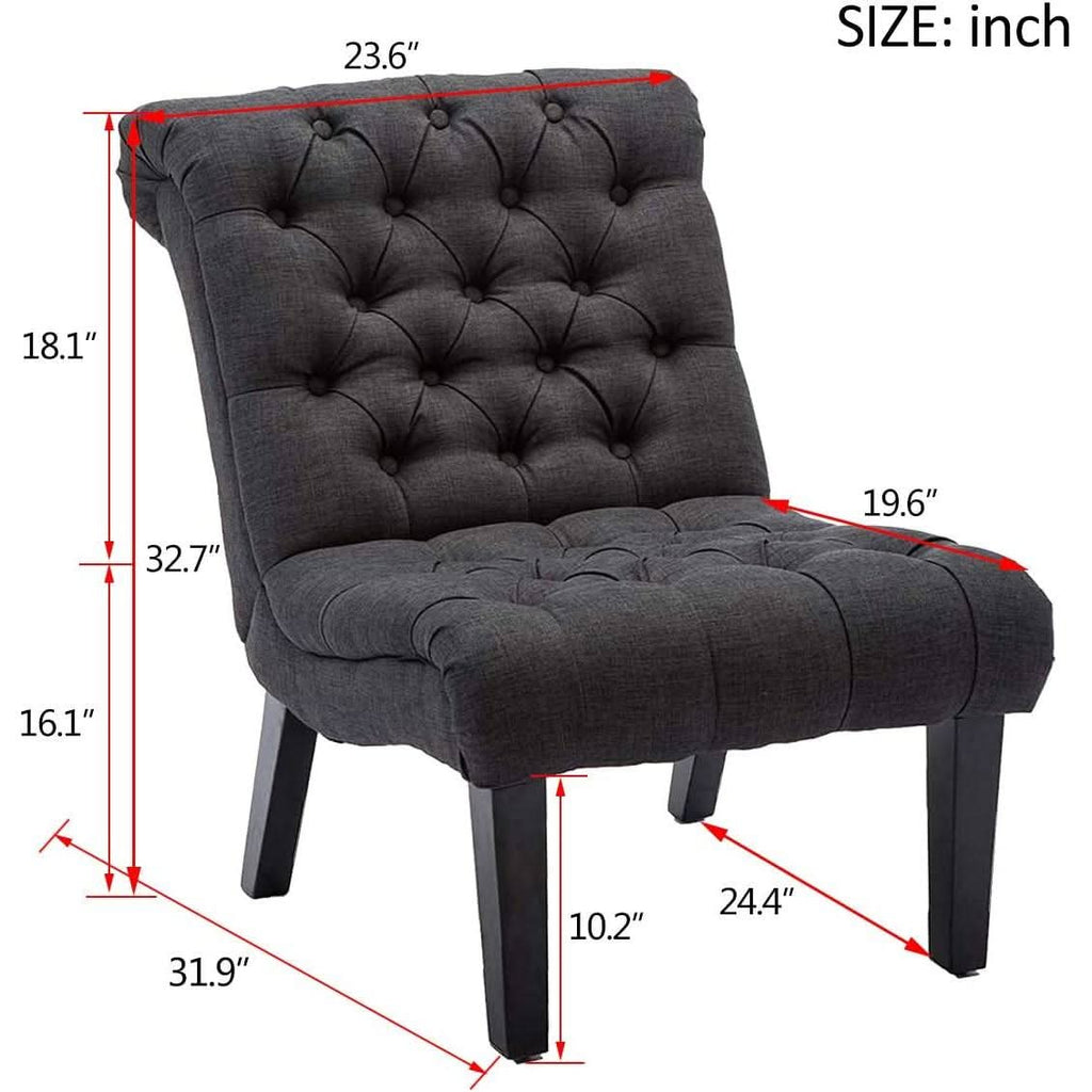 Gray Accent Chair With Wood Legs For Living Room Decor