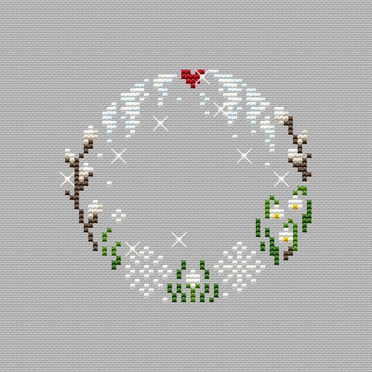 Wreath with Willow - PDF Cross Stitch Pattern