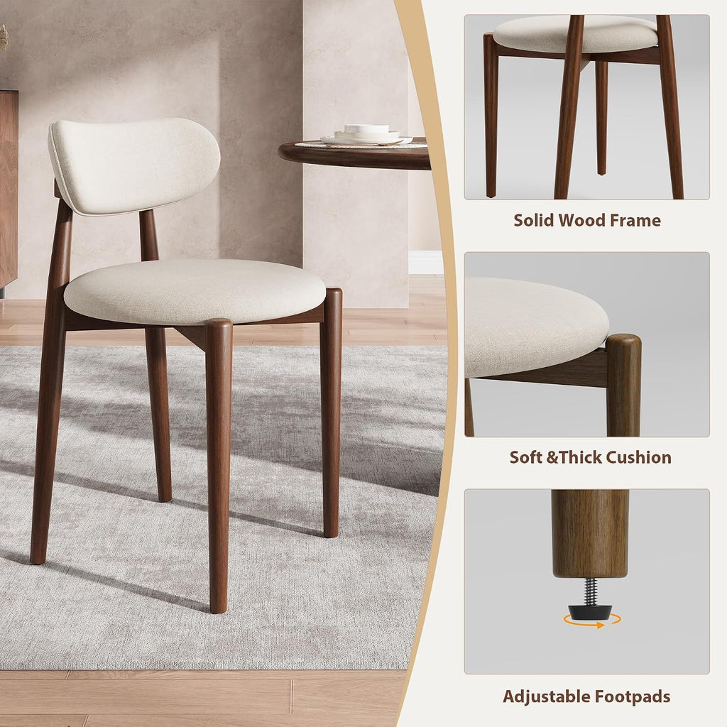 Modern Ergonomic Wooden Upholstered Dining Chairs Set of Four
