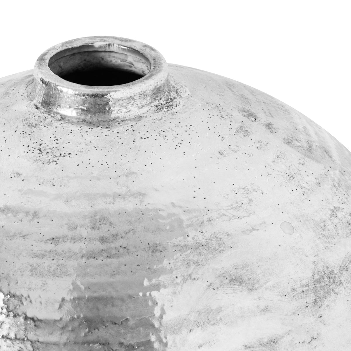 Large Hammered Silver Astral Vase - Silver Ceramic Decorative Vase