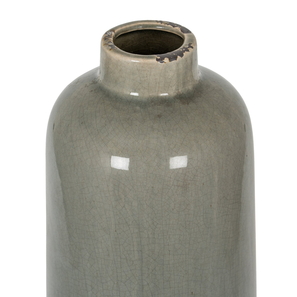 Garda Grey Glazed Raine Vase - White Ceramic Decorative Vase