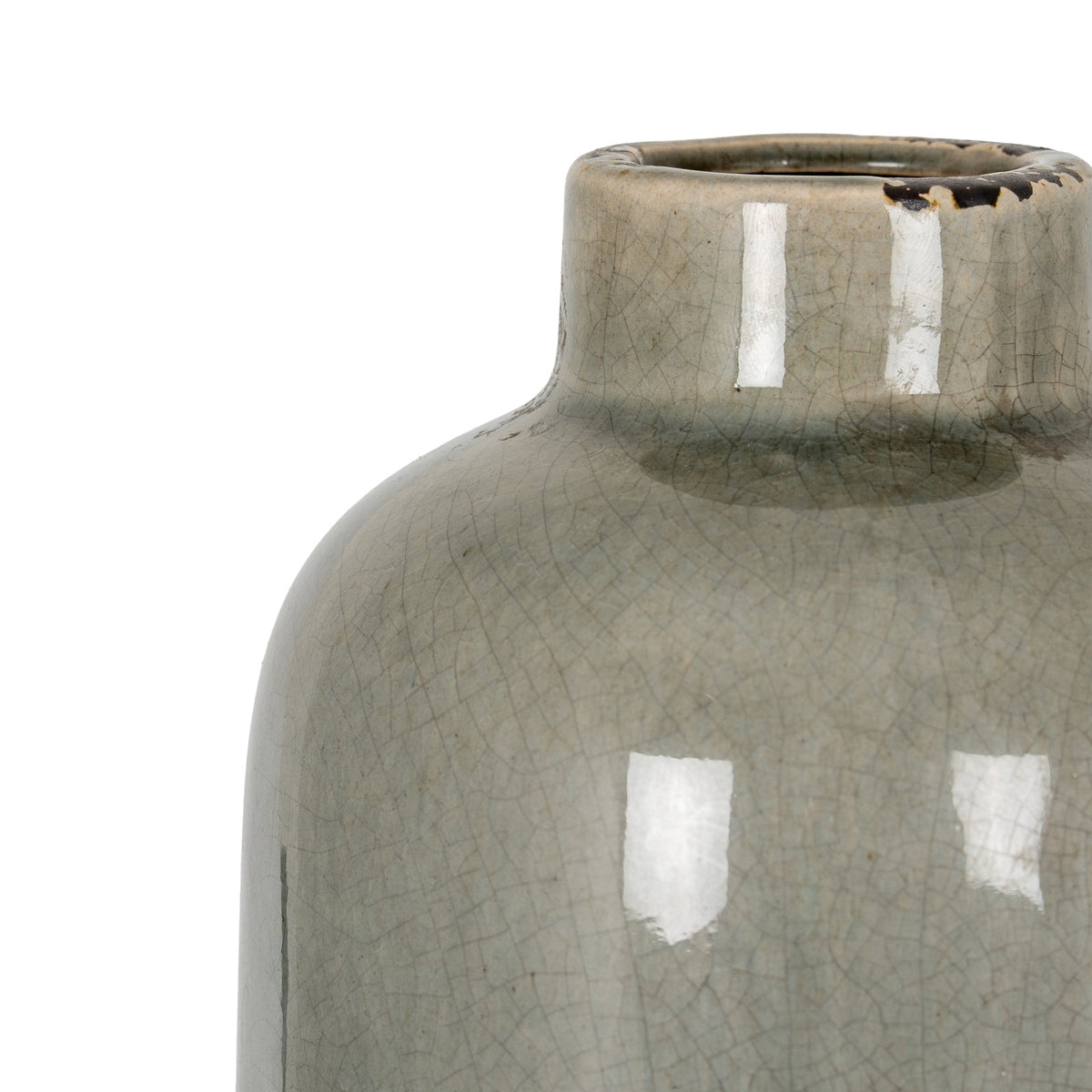Garda Grey Glazed Raine Vase - White Ceramic Decorative Vase