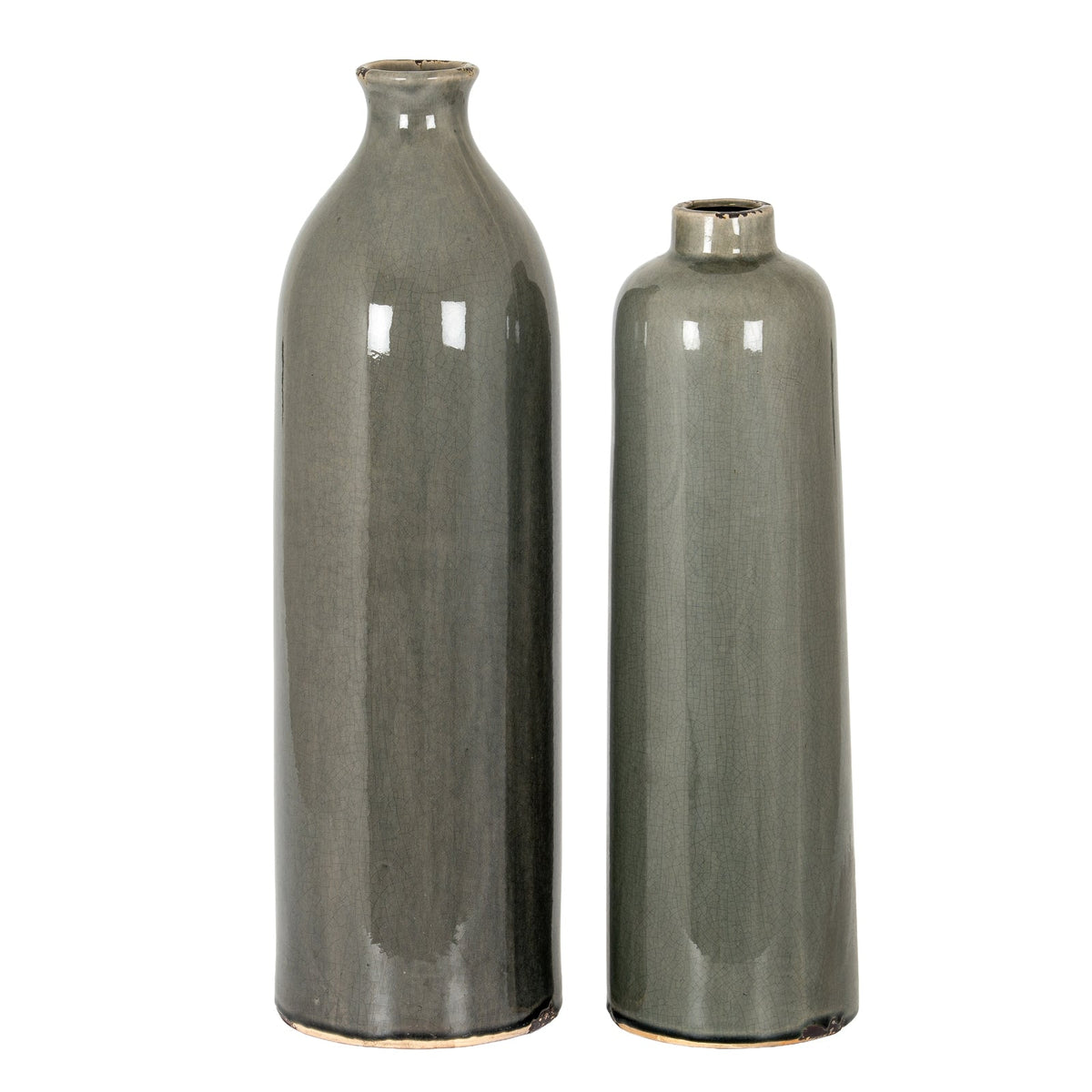 Garda Grey Glazed Raine Vase - White Ceramic Decorative Vase