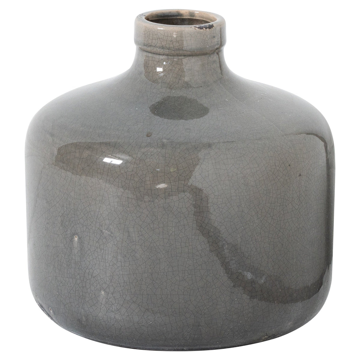 Garda Grey Glazed Chive Vase - White Ceramic Decorative Vase