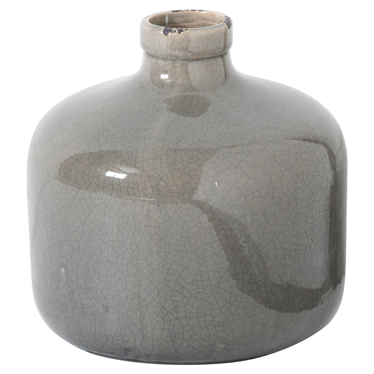Garda Grey Glazed Eve Vase - White Ceramic Decorative Vase
