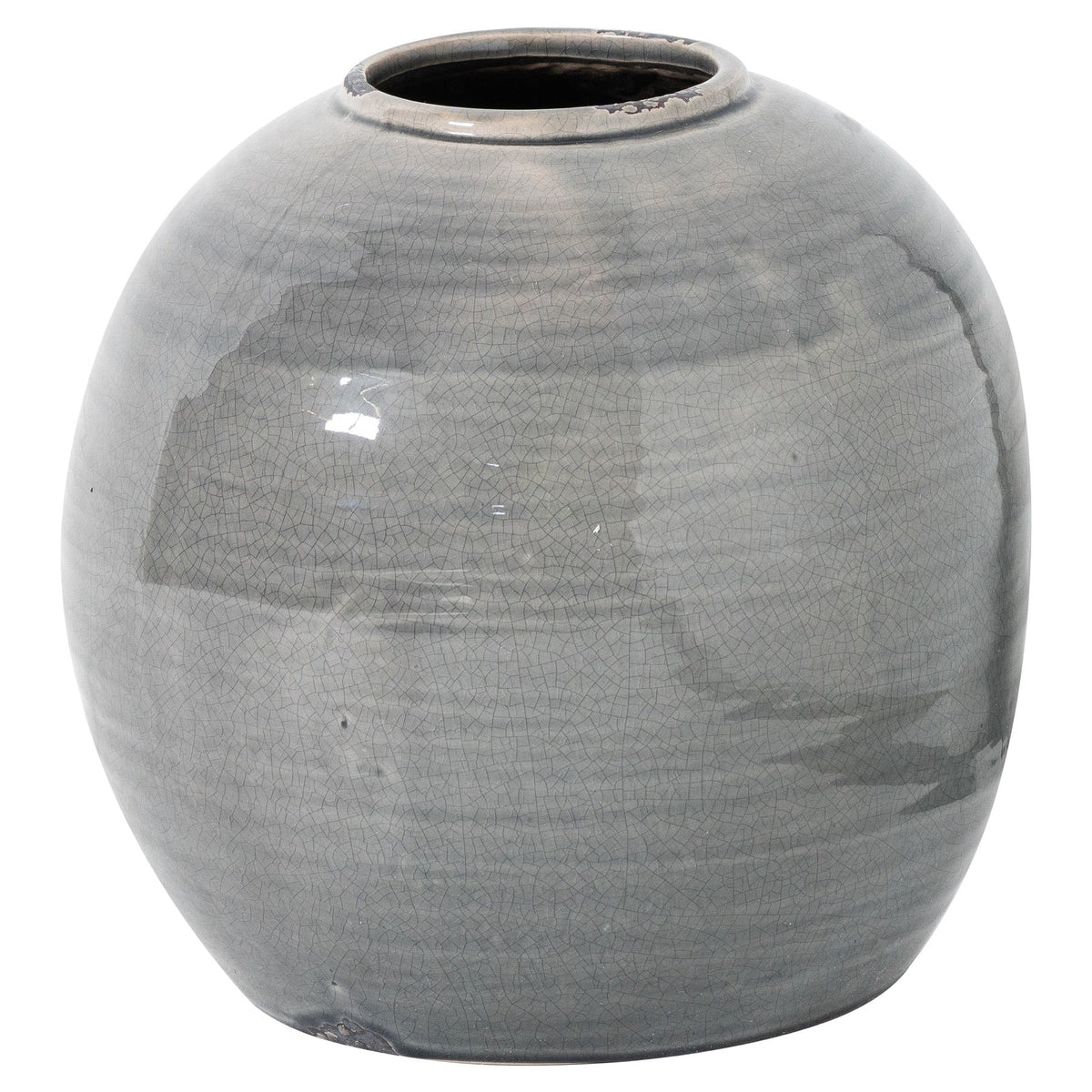 Garda Grey Glazed Tiber Vase - White Ceramic Decorative Vase