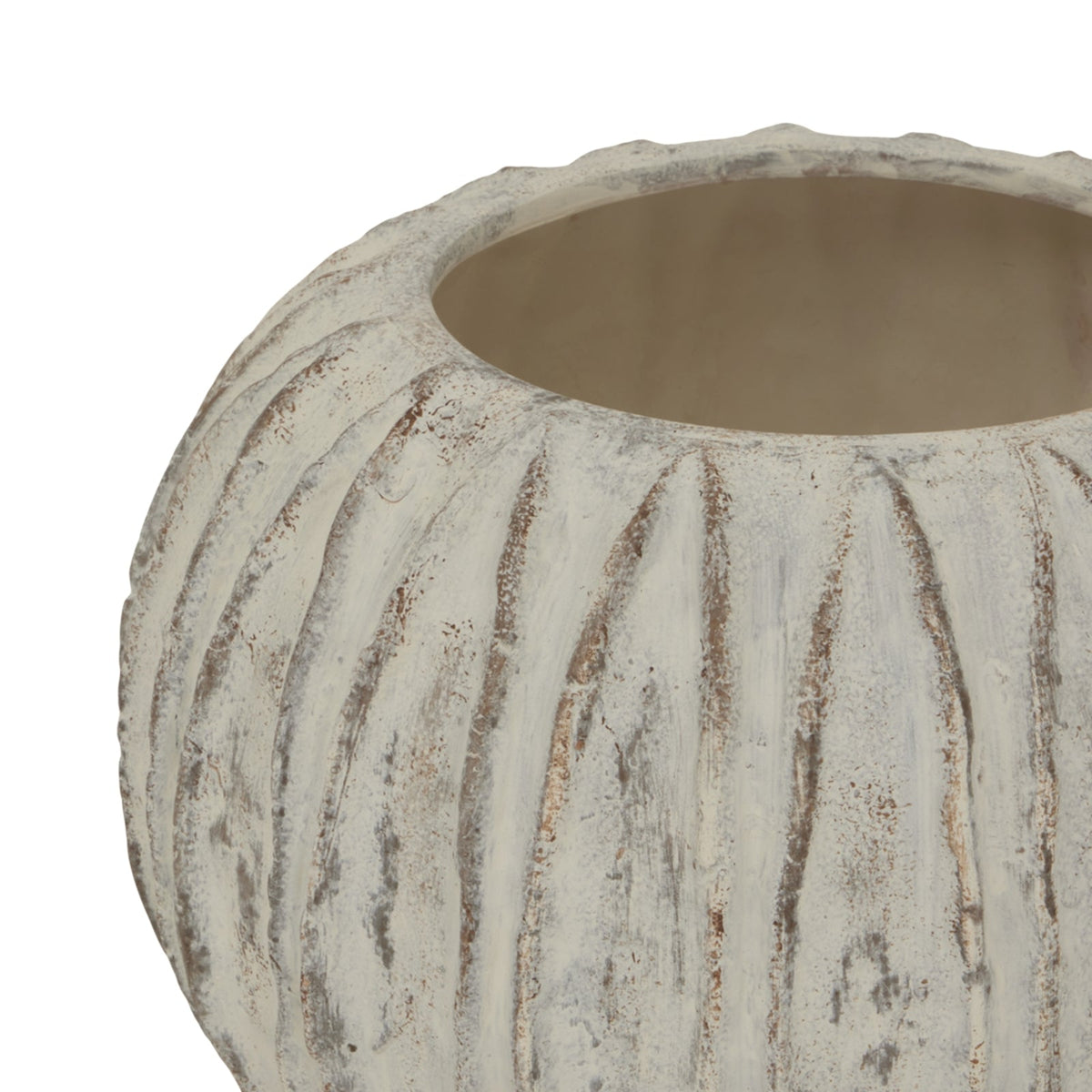 Lorenzo Rotund Fin Vase - Olive Green Ceramic Decorative Vase