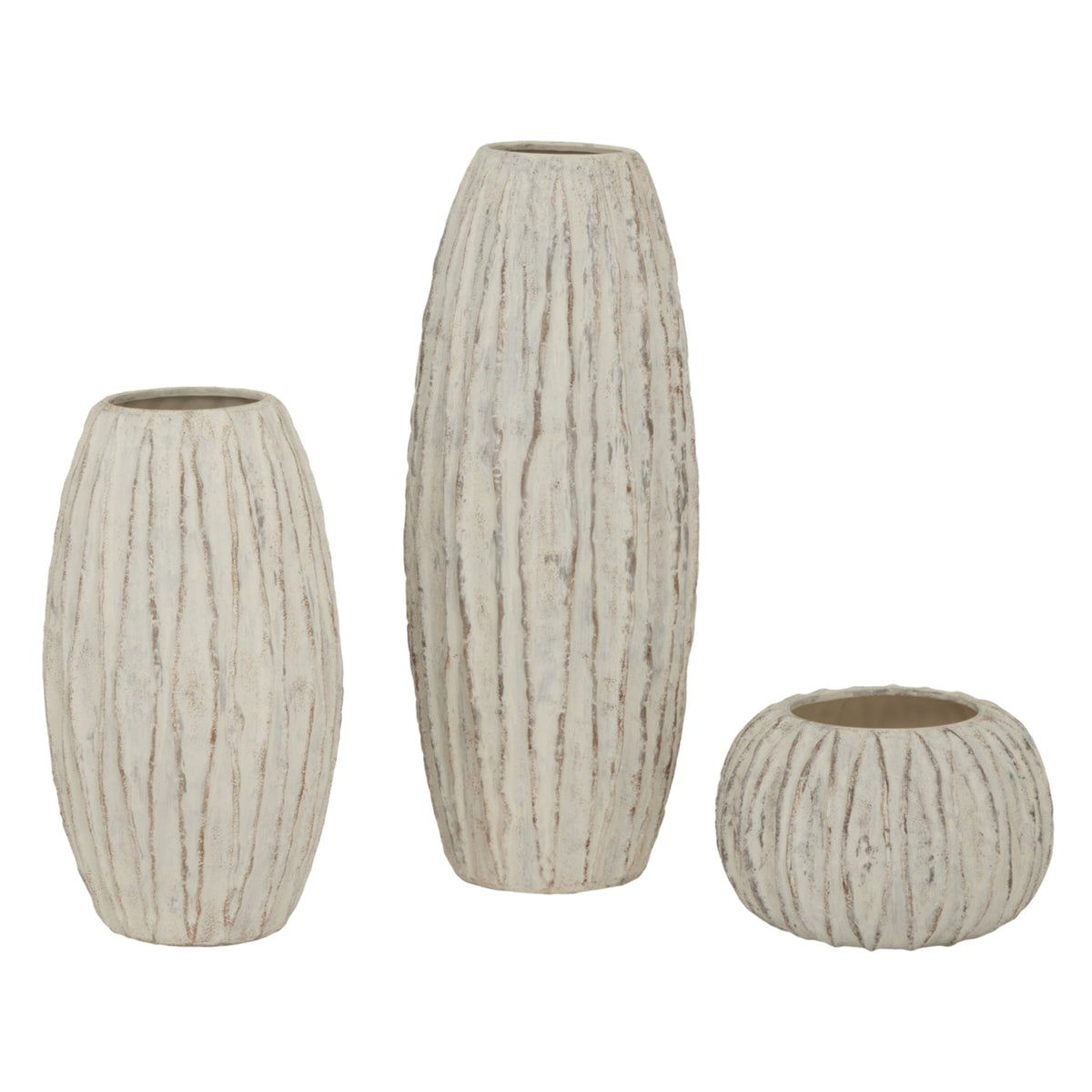 Lorenzo Rotund Fin Vase - Olive Green Ceramic Decorative Vase