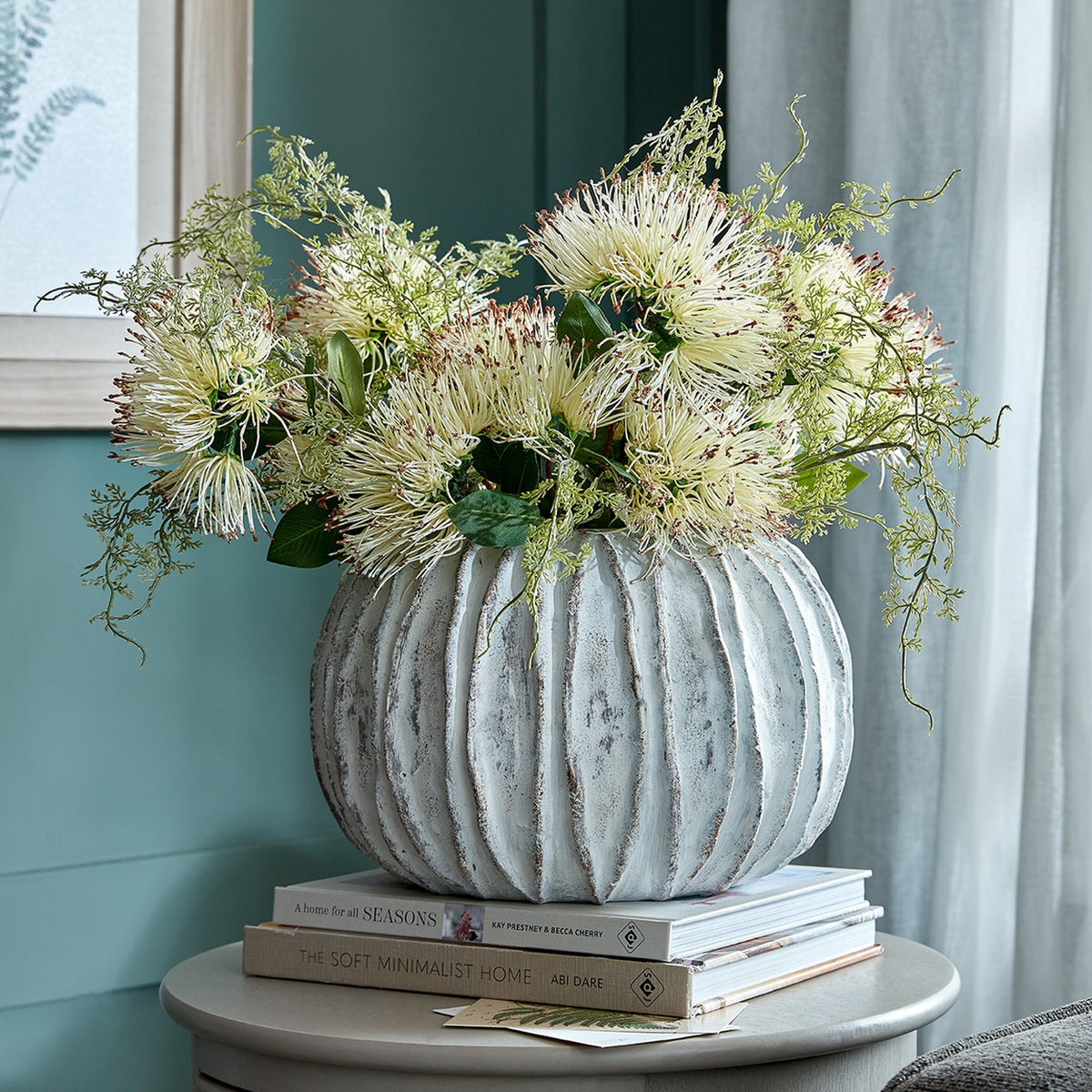 Lorenzo Rotund Fin Vase - Olive Green Ceramic Decorative Vase