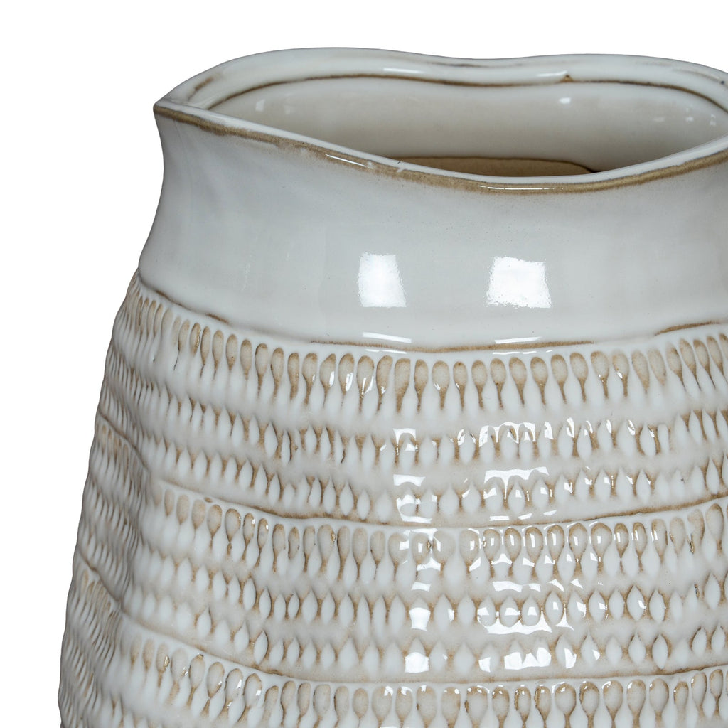 Tava Wide Hewn Vase - Emerald Green Ceramic Decorative Vase