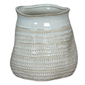 Tava Wide Hewn Vase - Emerald Green Ceramic Decorative Vase