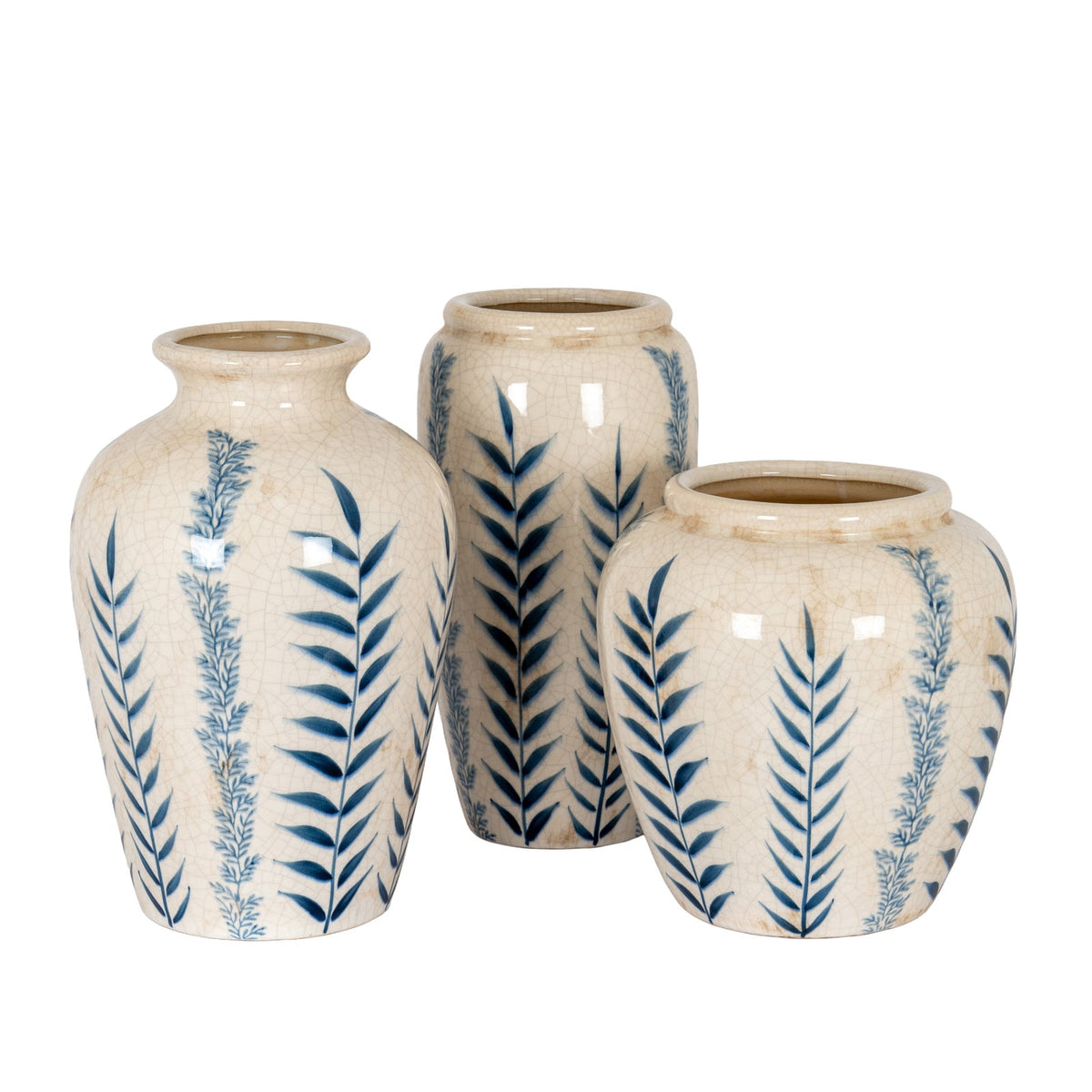 Classic Blue Flora Juniper Vase - Blue Ceramic Decorative Vase