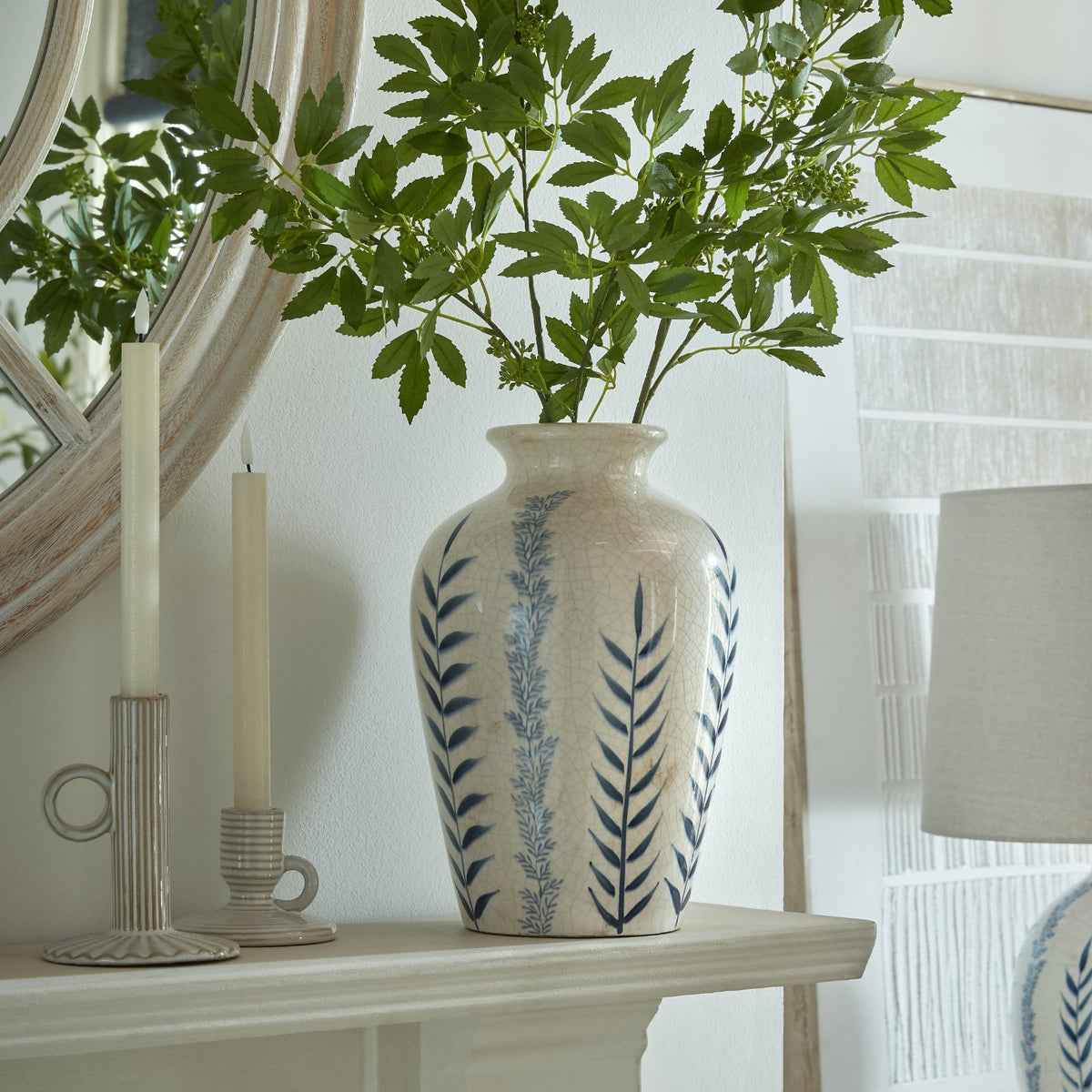 Classic Blue Flora Juniper Vase - Blue Ceramic Decorative Vase