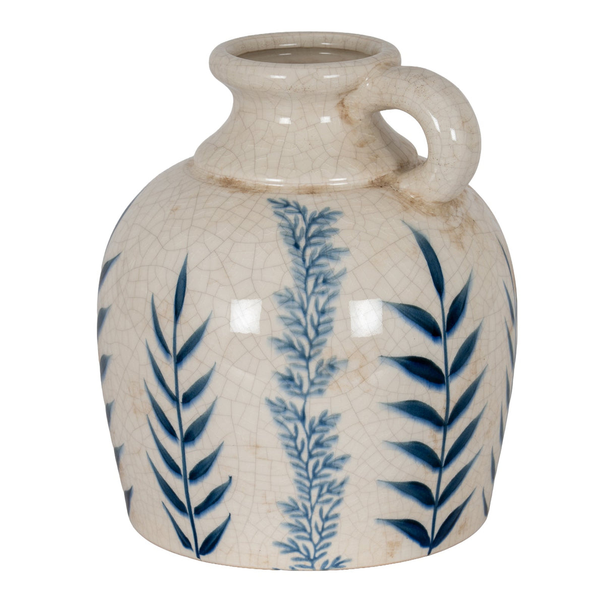 Blue Flora Amphora Jug Vase - Blue Ceramic Decorative Vase
