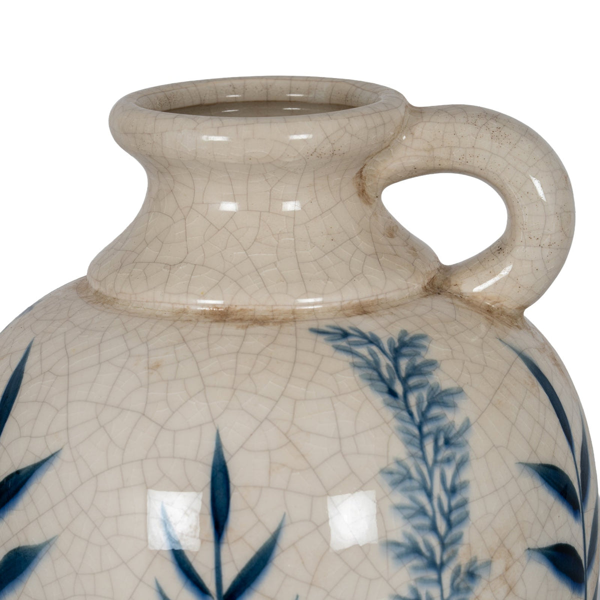 Blue Flora Amphora Jug Vase - Blue Ceramic Decorative Vase