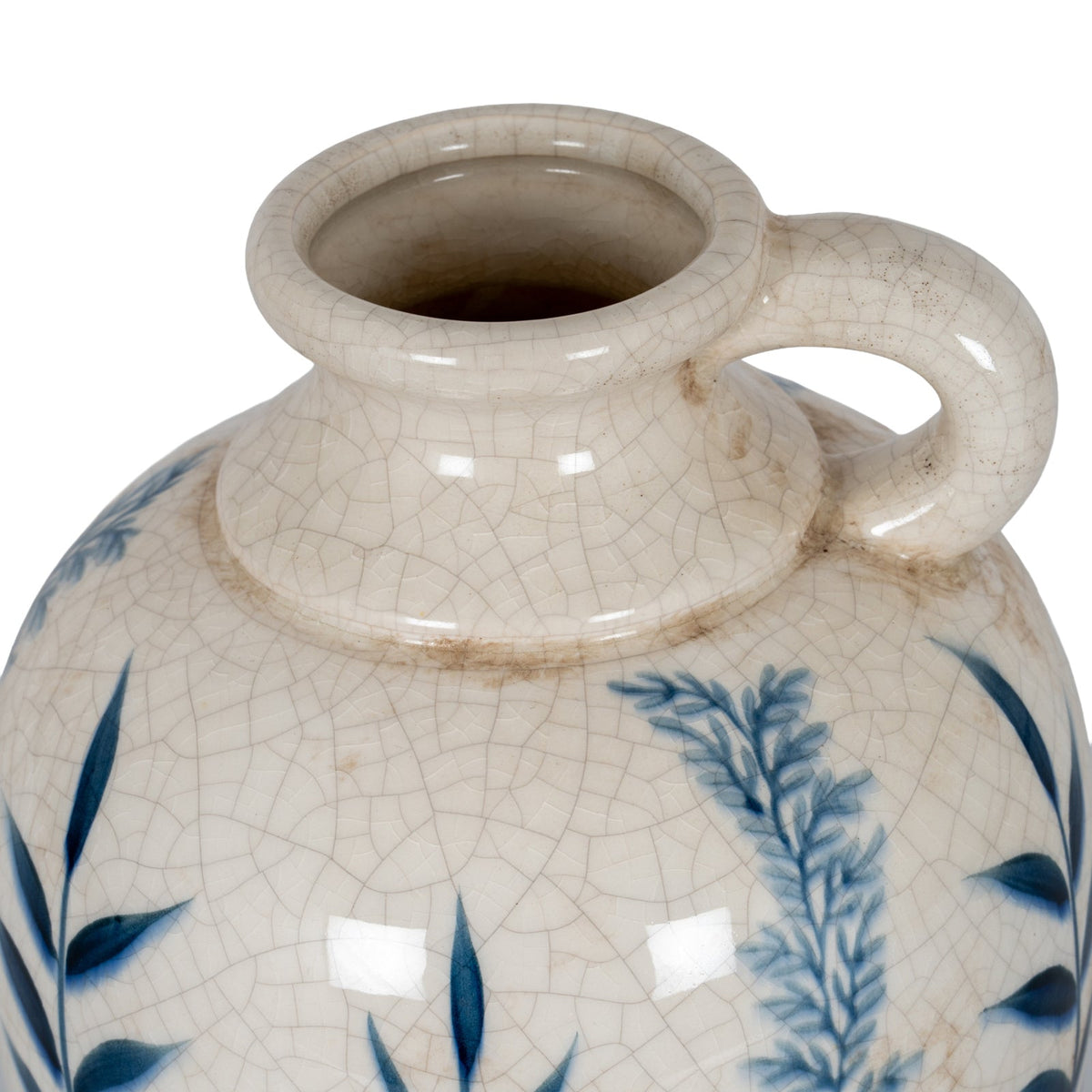 Blue Flora Amphora Jug Vase - Blue Ceramic Decorative Vase
