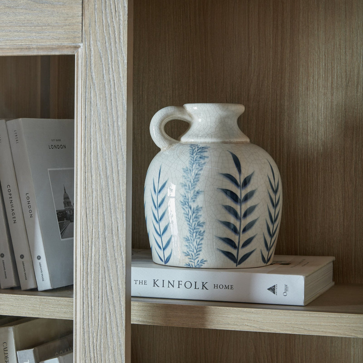 Blue Flora Amphora Jug Vase - Blue Ceramic Decorative Vase