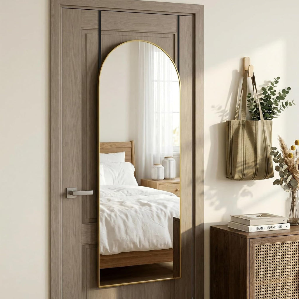 58x20 Arched Full Length Mirror Gold Metal Frame For Door Or Wall