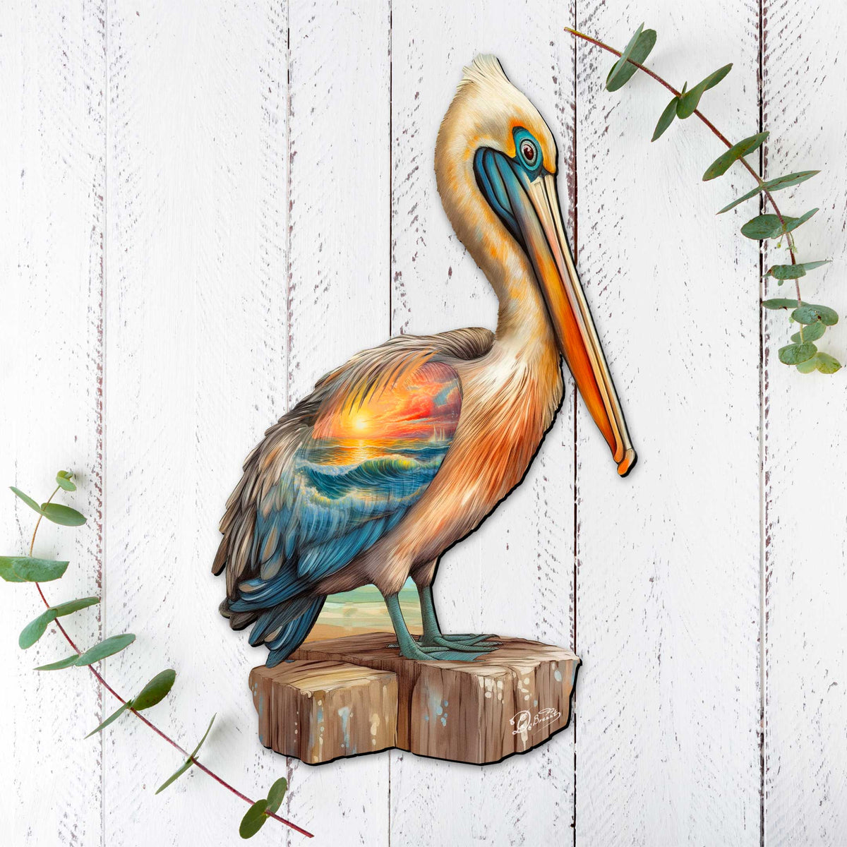 Coastal Pelican Outdoor Door Decor by G. DeBrekht - Coastal Holiday Decor - 8652801H