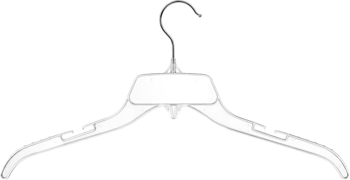 Clear Plastic Clothes Hangers with Hook & Notches - 100 Pack